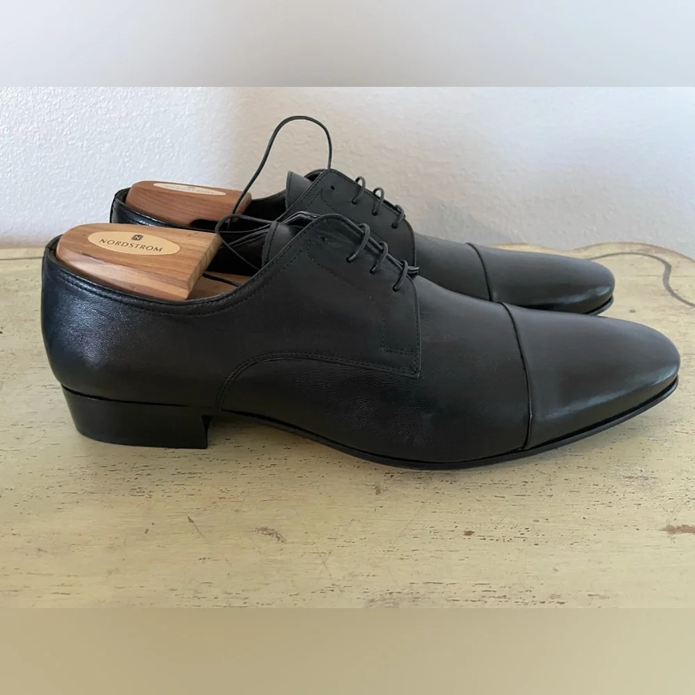 BRUNO‎ MAGLI Made in Italy Sleek Napa Leather Cap Toe Derby Size 11 1/2 M $295